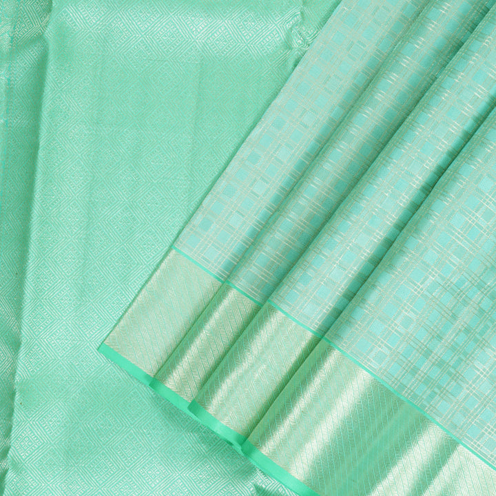 Hayagrivas Handloom Aqua Green Kanjivaram Silk Saree KBF305E2-5