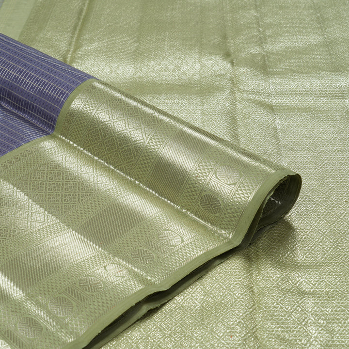 Hayagrivas Handloom Lavender Kanjivaram Silk Saree with Pastel Green Border KBF305E3-1
