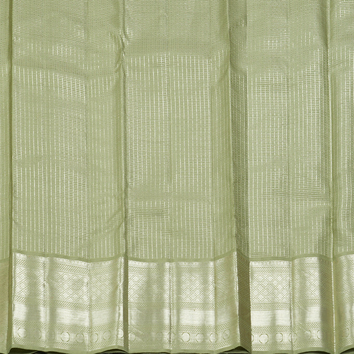 Hayagrivas Handloom Lavender Kanjivaram Silk Saree with Pastel Green Border KBF305E3-1