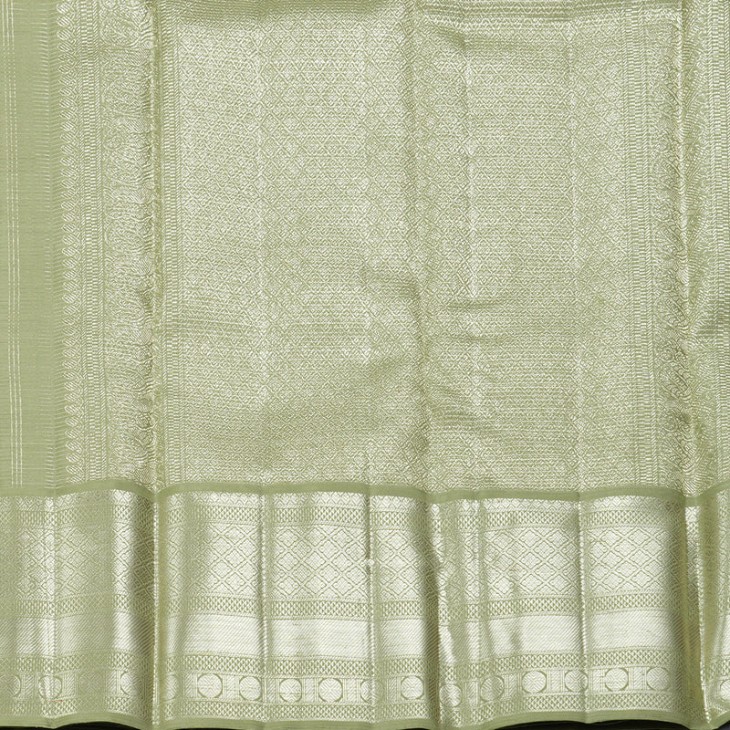 Hayagrivas Handloom Lavender Kanjivaram Silk Saree with Pastel Green Border KBF305E3-1