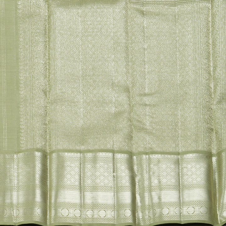Hayagrivas Handloom Lavender Kanjivaram Silk Saree with Pastel Green Border KBF305E3-1