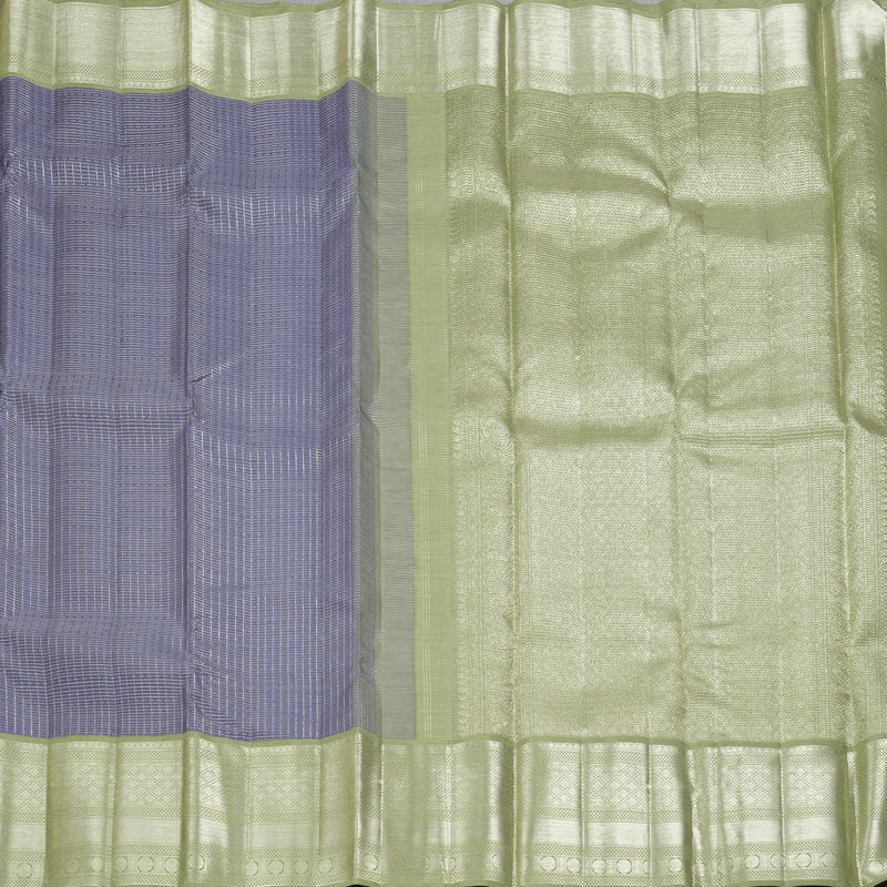 Hayagrivas Handloom Lavender Kanjivaram Silk Saree with Pastel Green Border KBF305E3-1