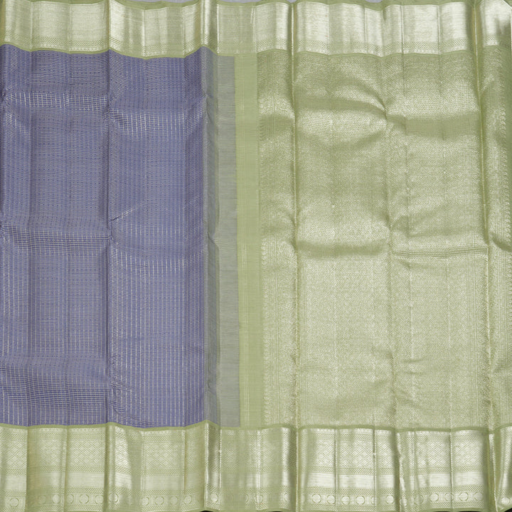 Hayagrivas Handloom Lavender Kanjivaram Silk Saree with Pastel Green Border KBF305E3-1