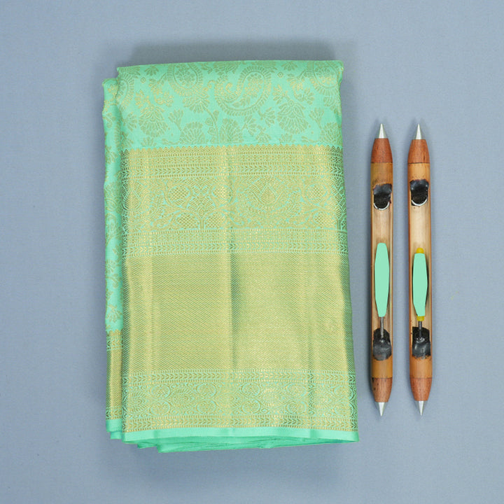 Hayagrivas Handloom Mint Green Kanjivaram Silk Saree KBF305E4-7