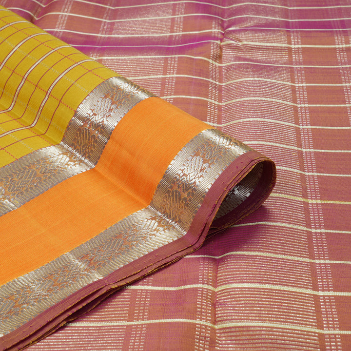 Hayagrivas Handloom Yellow Kanjivaram Silk Saree with Mambazham Orange Border KBF306E3-1