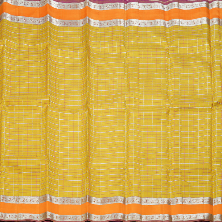 Hayagrivas Handloom Yellow Kanjivaram Silk Saree with Mambazham Orange Border KBF306E3-1