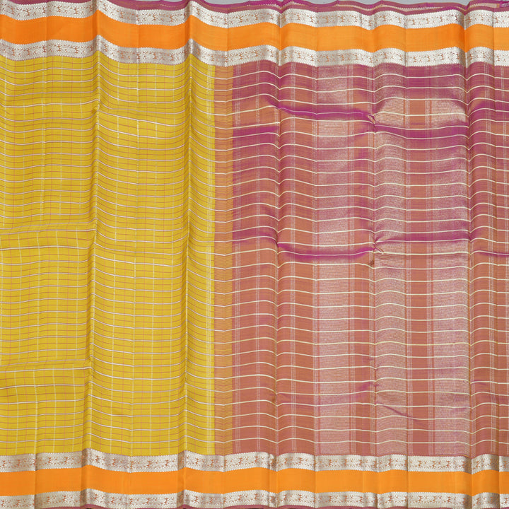 Hayagrivas Handloom Yellow Kanjivaram Silk Saree with Mambazham Orange Border KBF306E3-1