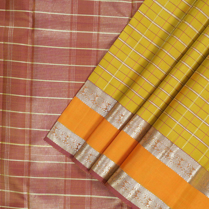 Hayagrivas Handloom Yellow Kanjivaram Silk Saree with Mambazham Orange Border KBF306E3-1