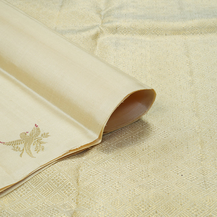 Hayagrivas Handloom Half-White Kanjivaram Silk Saree KBF306E3-2