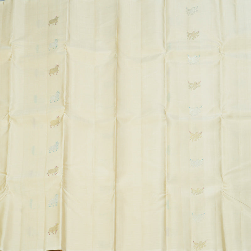 Hayagrivas Handloom Half-White Kanjivaram Silk Saree KBF306E3-2