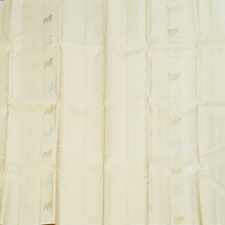 Hayagrivas Handloom Half-White Kanjivaram Silk Saree KBF306E3-2