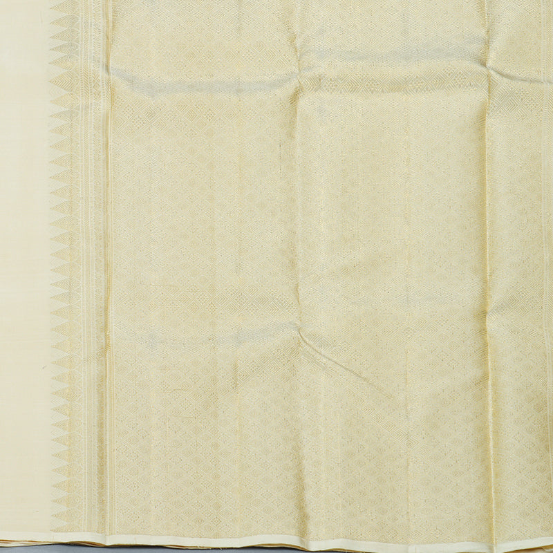 Hayagrivas Handloom Half-White Kanjivaram Silk Saree KBF306E3-2