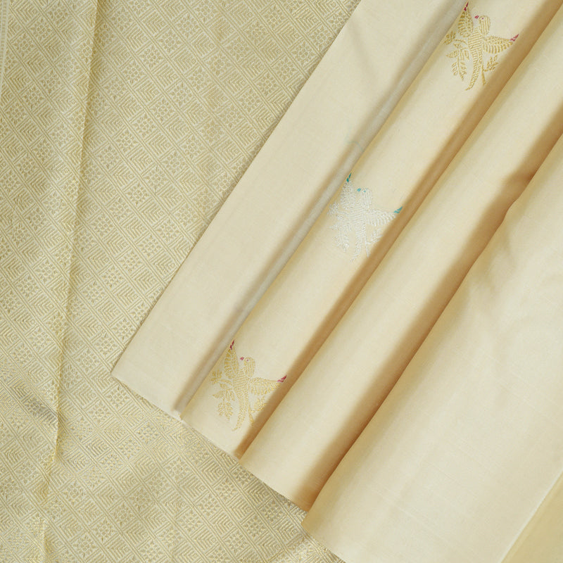 Hayagrivas Handloom Half-White Kanjivaram Silk Saree KBF306E3-2