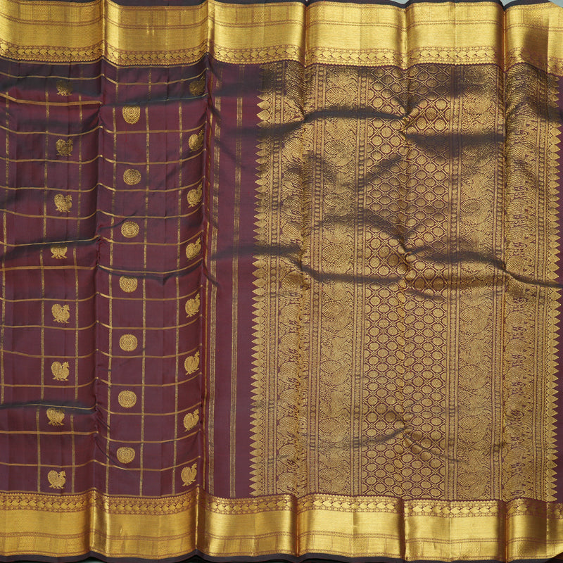 Hayagrivas Handloom Wine Maroon Kanjivaram Silk Saree KBF306E5-7