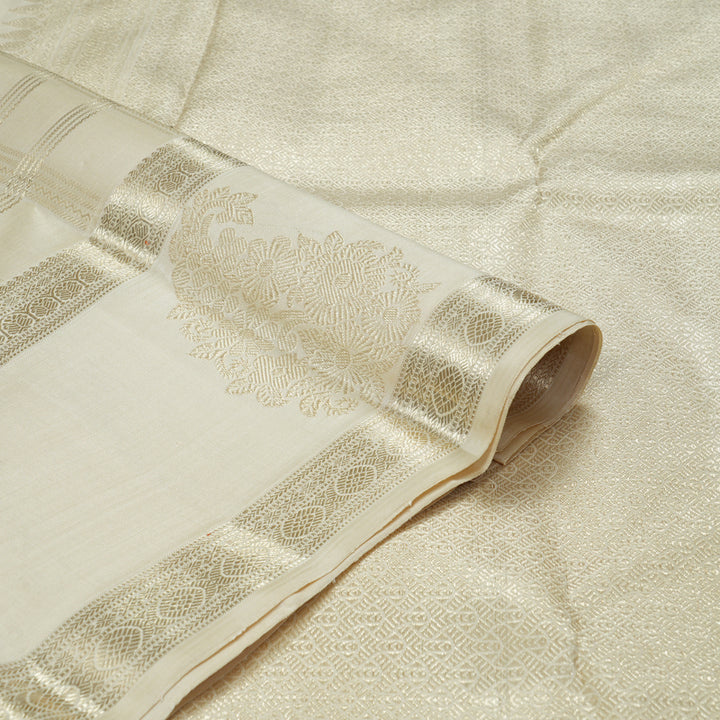 Hayagrivas Handloom Ivory Kanjivaram Silk Saree KBF306E6-1