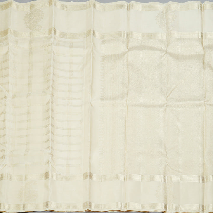 Hayagrivas Handloom Ivory Kanjivaram Silk Saree KBF306E6-1