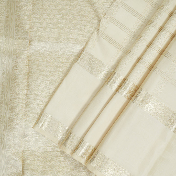 Hayagrivas Handloom Ivory Kanjivaram Silk Saree KBF306E6-1
