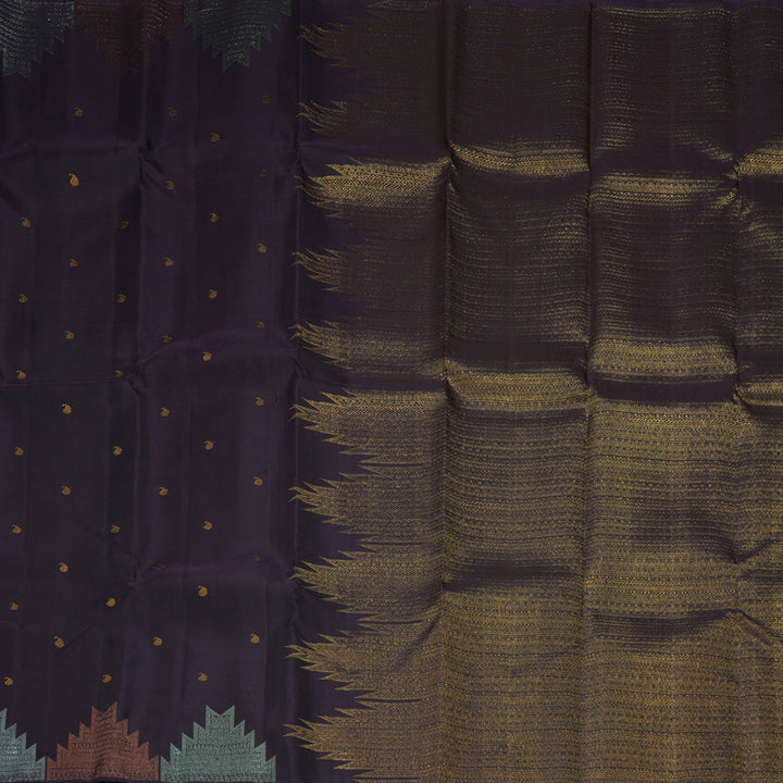 Hayagrivas Handloom Deep Plum Kanjivaram Silk Saree KBF306E7-1