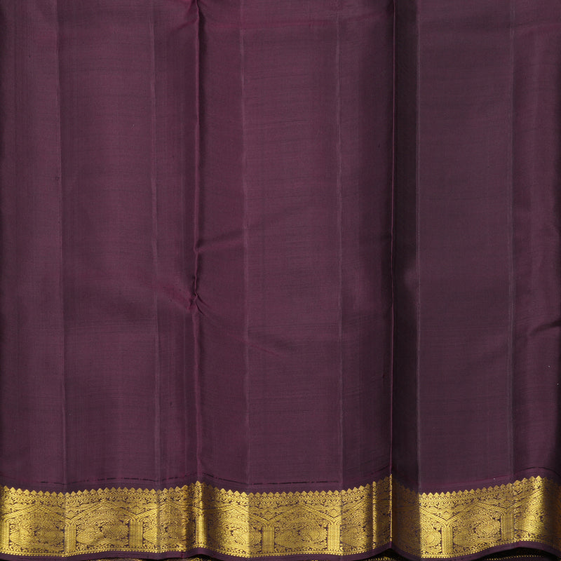 Hayagrivas Handloom Rust Orange Kanjivaram Silk Saree with Burgundy Border KBF307E15-1