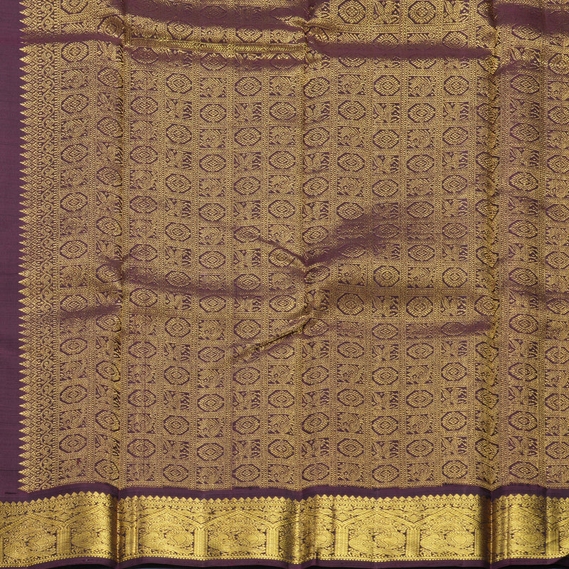 Hayagrivas Handloom Rust Orange Kanjivaram Silk Saree with Burgundy Border KBF307E15-1