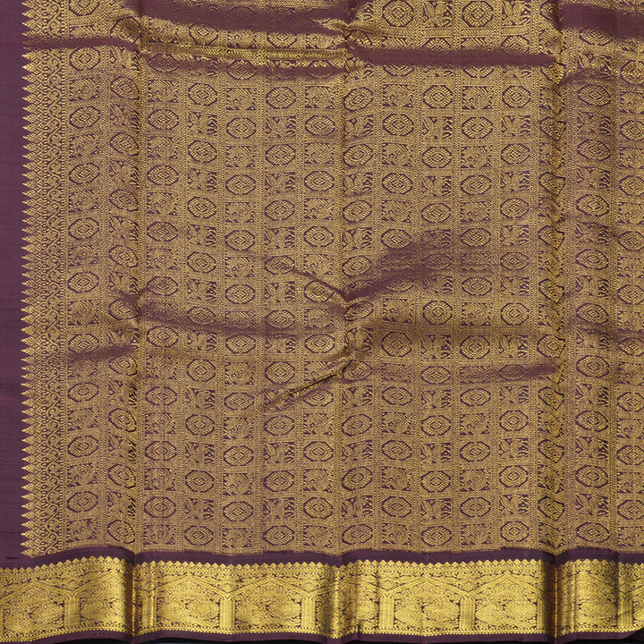 Hayagrivas Handloom Rust Orange Kanjivaram Silk Saree with Burgundy Border KBF307E15-1