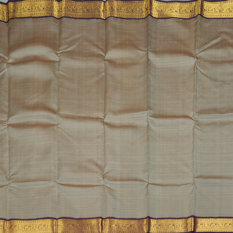 Hayagrivas Handloom Royal Grey Kanjivaram Silk Saree with Violet Border KBF307E15-2