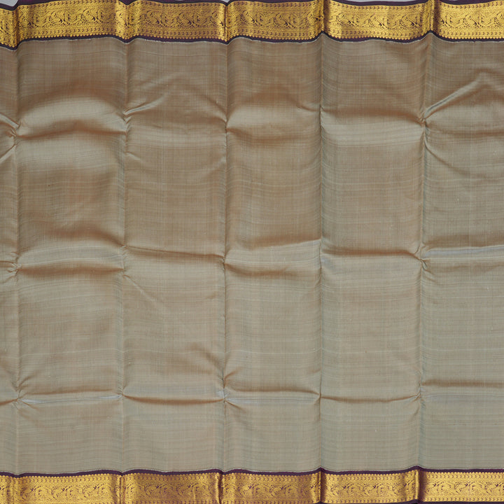 Hayagrivas Handloom Royal Grey Kanjivaram Silk Saree with Violet Border KBF307E15-2