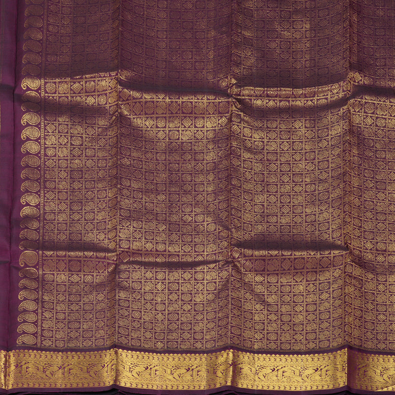 Hayagrivas Handloom Royal Grey Kanjivaram Silk Saree with Violet Border KBF307E15-2