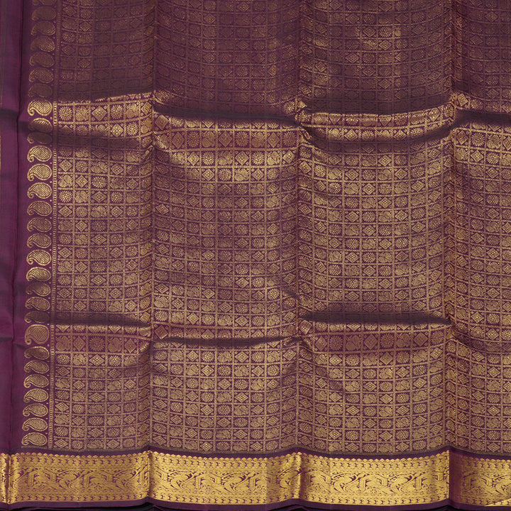 Hayagrivas Handloom Royal Grey Kanjivaram Silk Saree with Violet Border KBF307E15-2