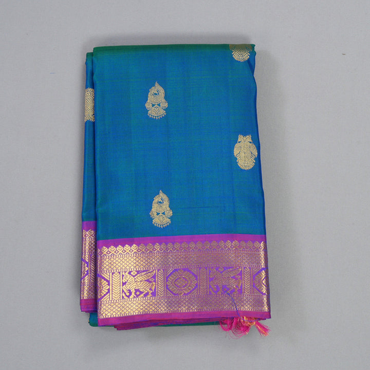 Hayagrivas Handloom Mayilkazhuthu Kanjivaram Silk Saree with Purple Border KBF307E3-1