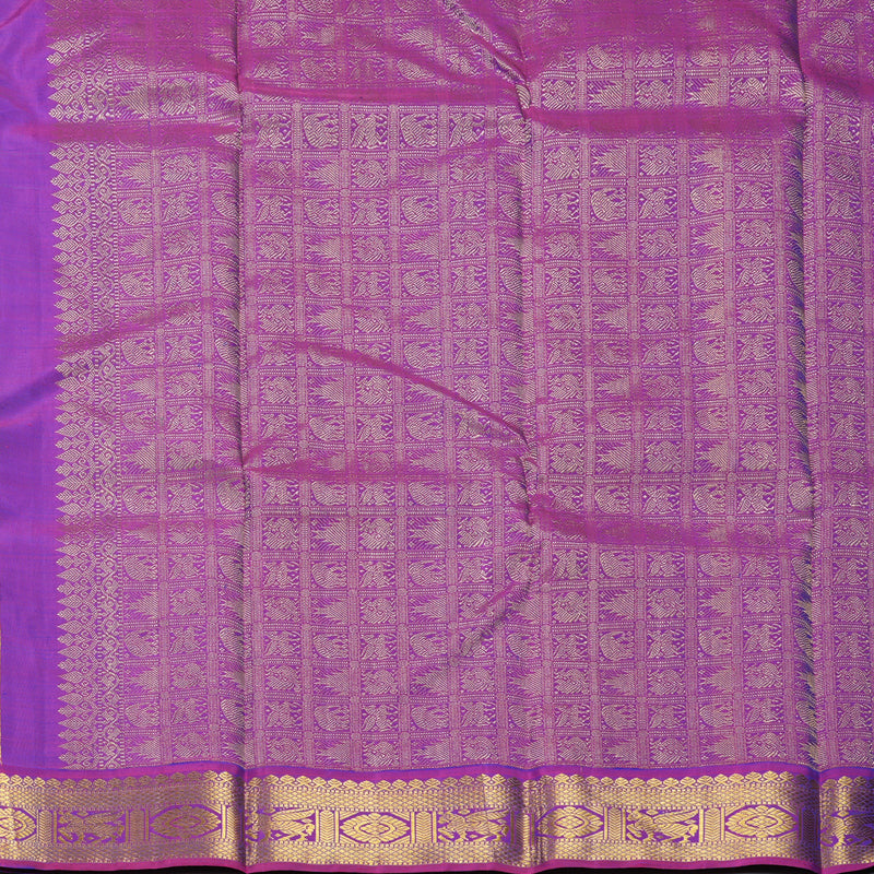 Hayagrivas Handloom Mayilkazhuthu Kanjivaram Silk Saree with Purple Border KBF307E3-1