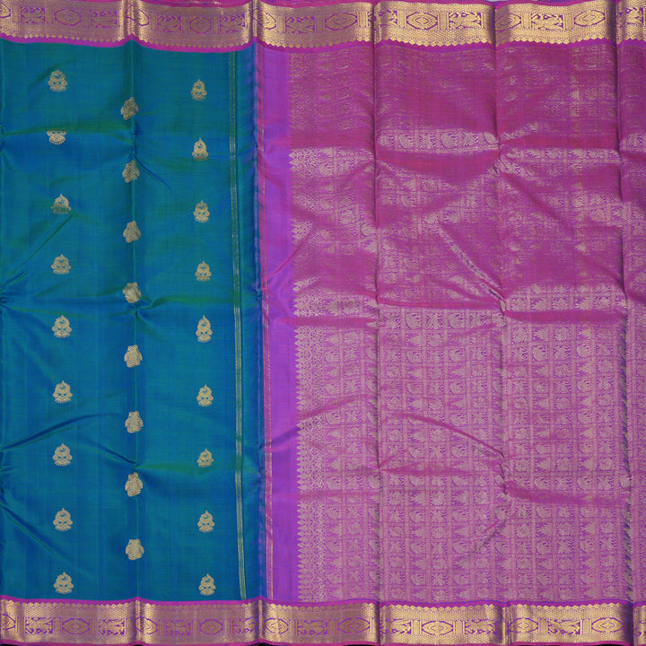 Hayagrivas Handloom Mayilkazhuthu Kanjivaram Silk Saree with Purple Border KBF307E3-1