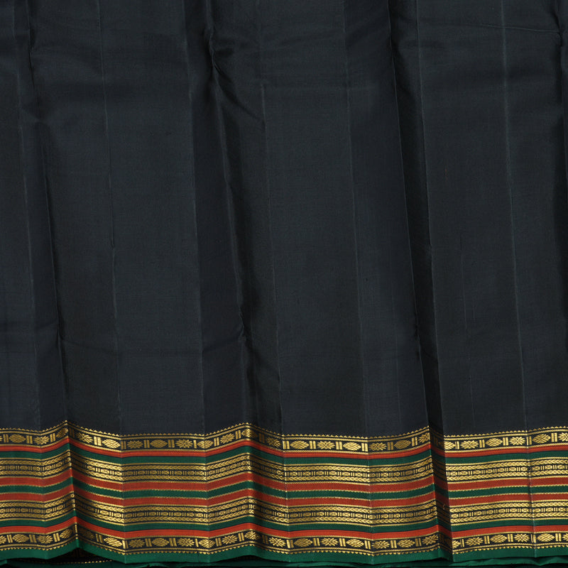 Hayagrivas Handloom Brick Orange Kanjivaram Silk Saree with Black Border KBF307E8-2