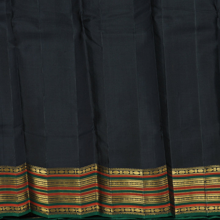 Hayagrivas Handloom Brick Orange Kanjivaram Silk Saree with Black Border KBF307E8-2