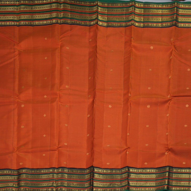 Hayagrivas Handloom Brick Orange Kanjivaram Silk Saree with Black Border KBF307E8-2