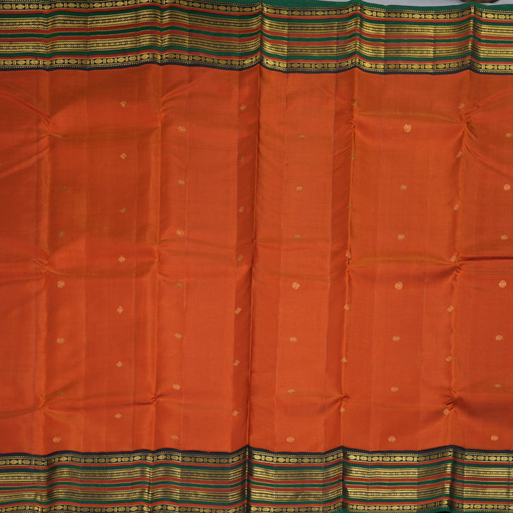 Hayagrivas Handloom Brick Orange Kanjivaram Silk Saree with Black Border KBF307E8-2