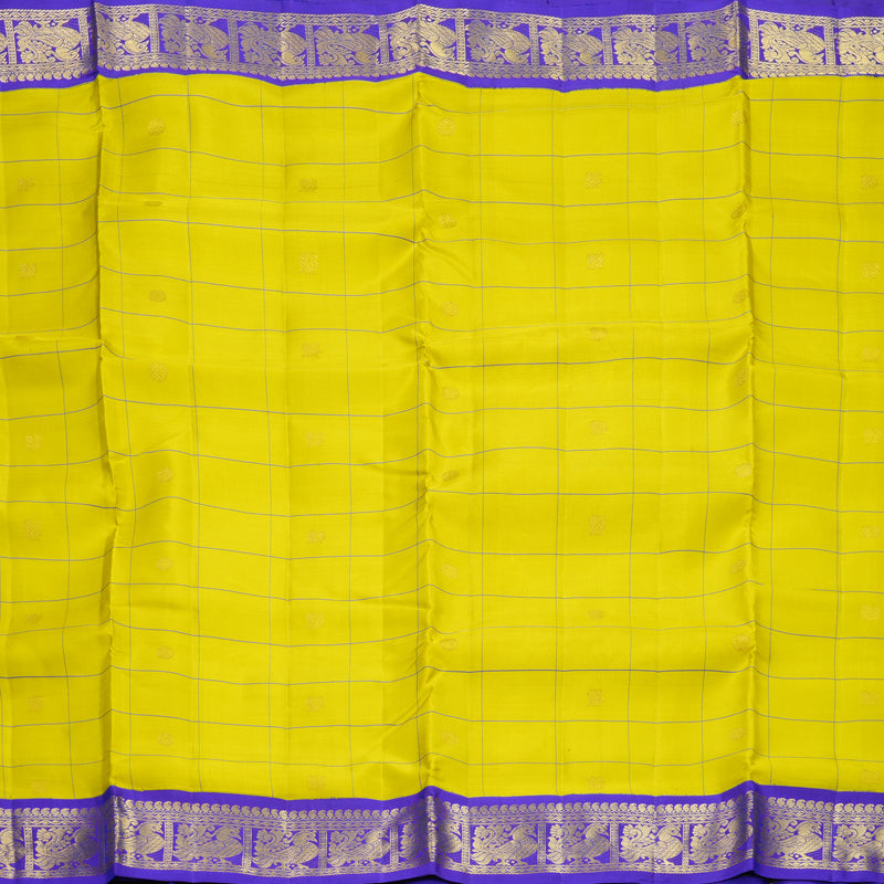 Hayagrivas Handloom Lime Green Ten Yards Silk Saree KBF309E5-2