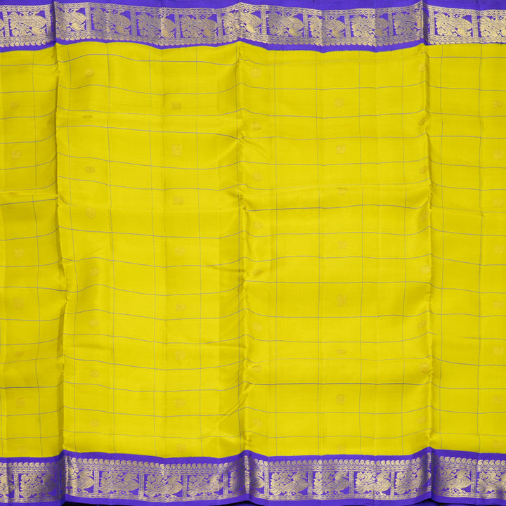 Hayagrivas Handloom Lime Green Ten Yards Silk Saree KBF309E5-2