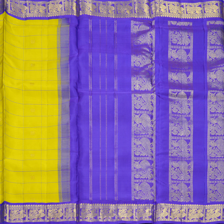 Hayagrivas Handloom Lime Green Ten Yards Silk Saree KBF309E5-2