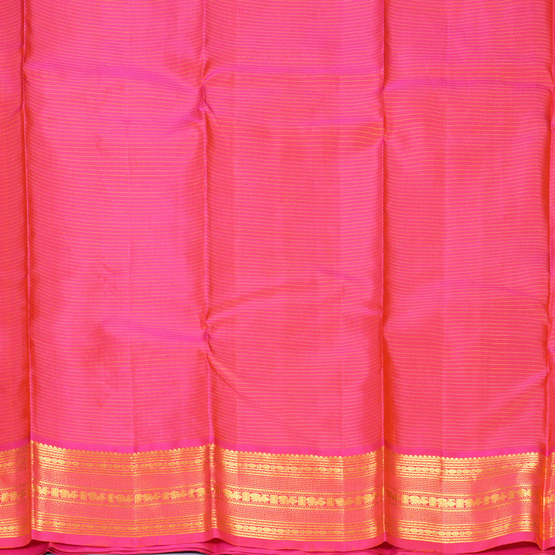 Hayagrivas Handloom Fluorescent Green Kanjivaram Silk Saree with Pink Border KBF309E7-1