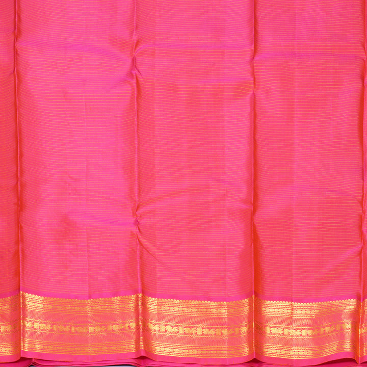 Hayagrivas Handloom Fluorescent Green Kanjivaram Silk Saree with Pink Border KBF309E7-1