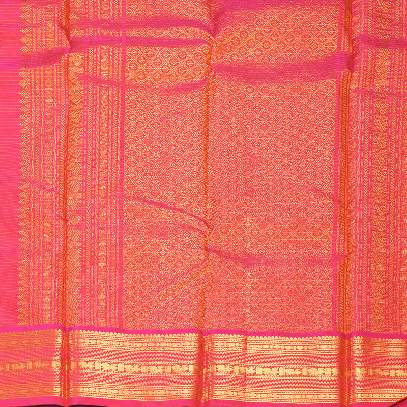 Hayagrivas Handloom Fluorescent Green Kanjivaram Silk Saree with Pink Border KBF309E7-1