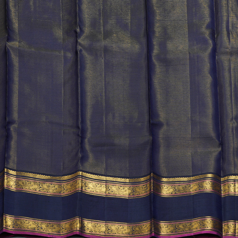 Hayagrivas Handloom Orange Kanjivaram Silk Saree with Navy Blue Border KBF309E9-1