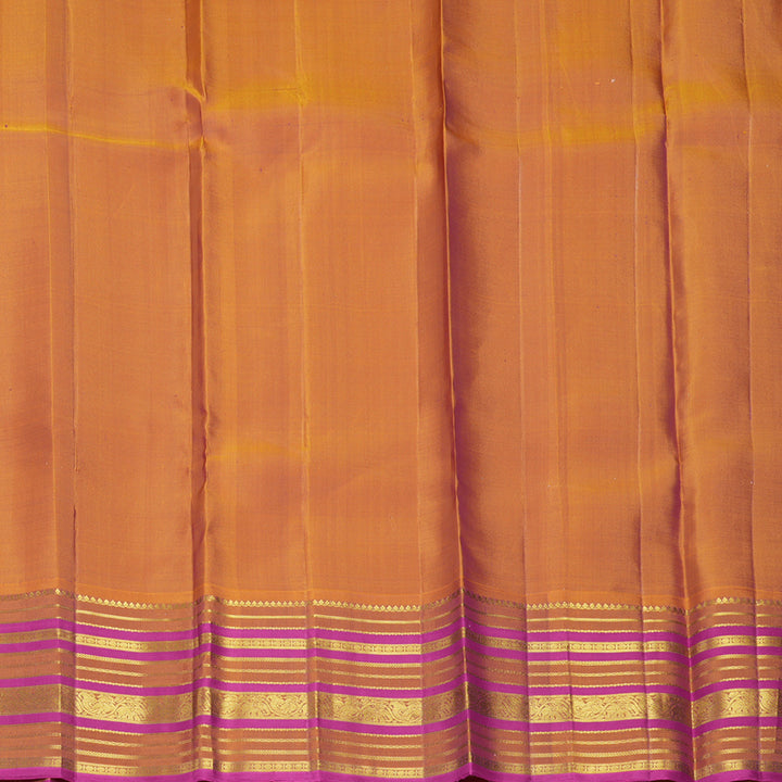 Hayagrivas Handloom Powder Green Kanjivaram Silk Saree with Magenta-Pink Border KBF310E11-1