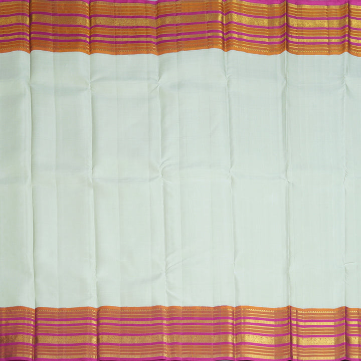 Hayagrivas Handloom Powder Green Kanjivaram Silk Saree with Magenta-Pink Border KBF310E11-1
