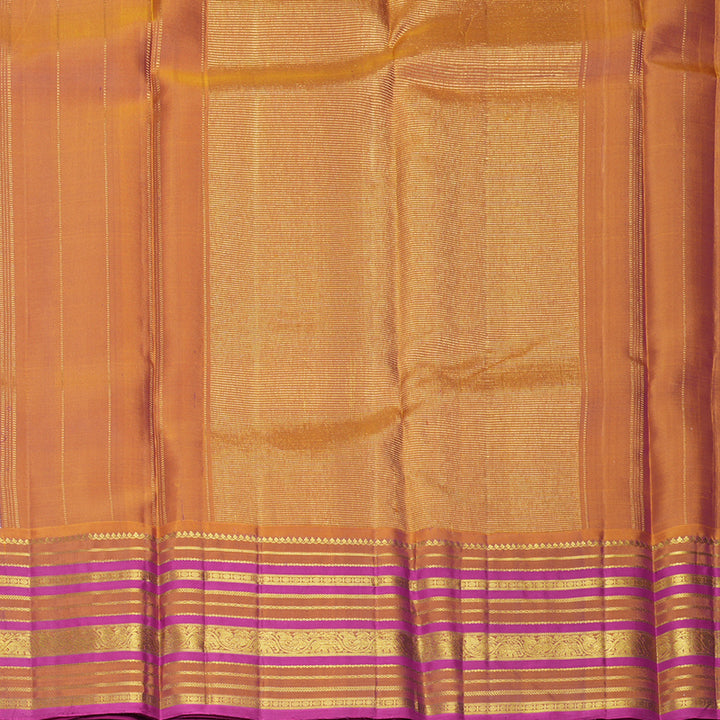 Hayagrivas Handloom Powder Green Kanjivaram Silk Saree with Magenta-Pink Border KBF310E11-1