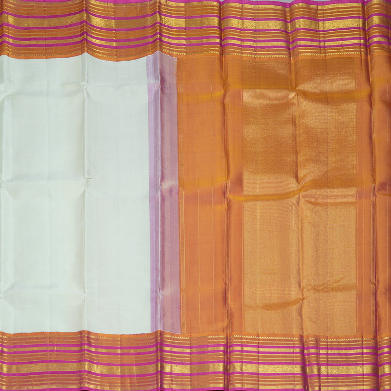 Hayagrivas Handloom Powder Green Kanjivaram Silk Saree with Magenta-Pink Border KBF310E11-1