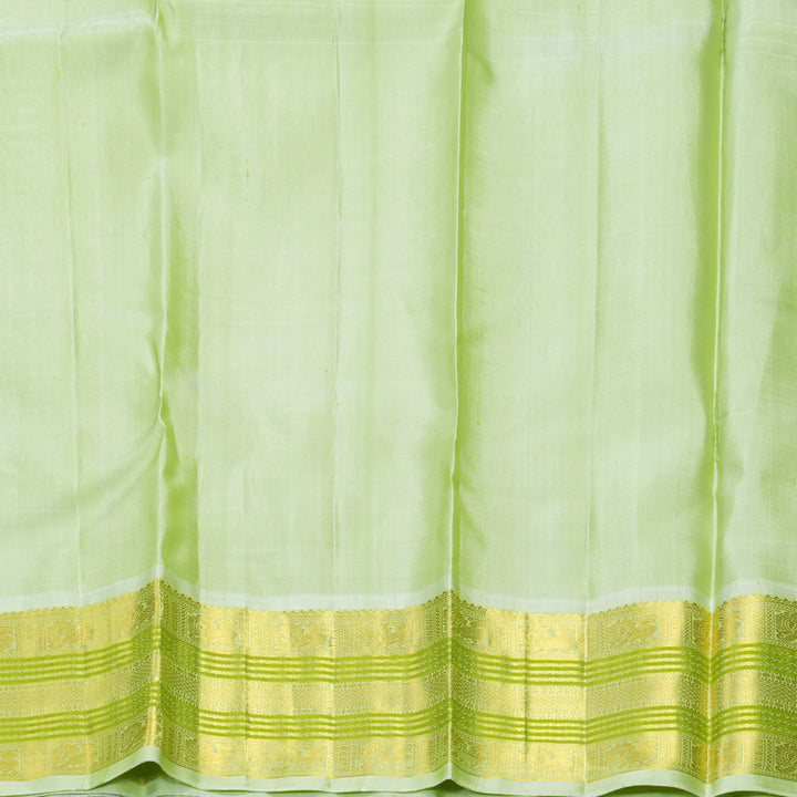 Hayagrivas Handloom Black Kanjivaram Silk Saree with Pista Green Border KBF310E12-1