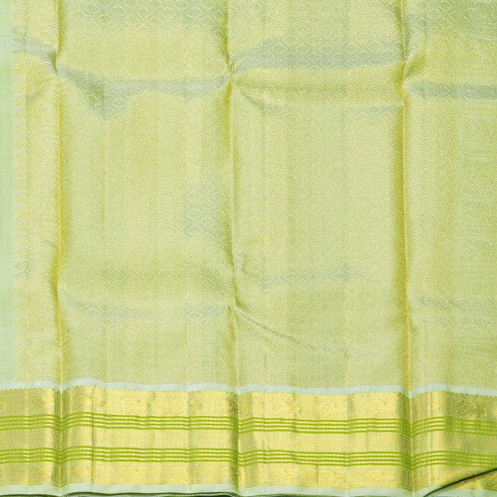 Hayagrivas Handloom Black Kanjivaram Silk Saree with Pista Green Border KBF310E12-1
