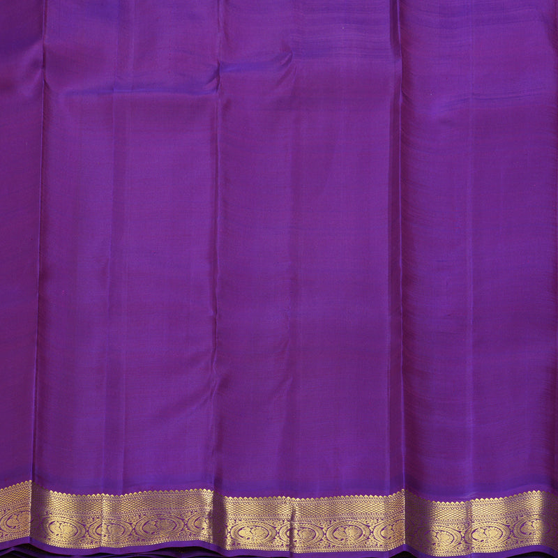 Hayagrivas Handloom Milk-White Kanjivaram Silk Saree with Purple Border KBF310E13-1